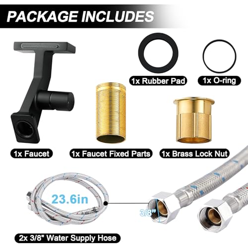 BAKALA Black Waterfall Bathroom Faucets, Single Hole Single Handle Brass Bathroom Sink Faucet Deck Mount, Rv Lavatory Vanity Faucet with 2 Supply Holes - color: Matte Black