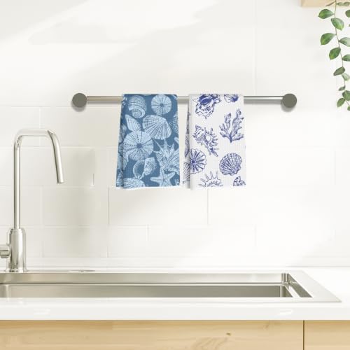 Starfish Waffle Kitchen Towel Soft Absorbent Hand Tea Towels Set of 2 - color: Multi 1573