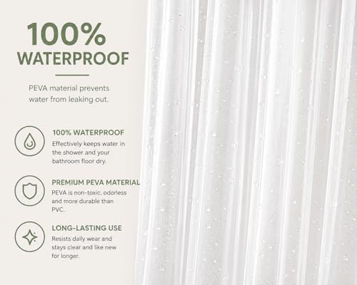 Clear Shower Curtain, 72x72 | Odorless Plastic with Magnets, Washable Long Bathroom Curtain, Premium PEVA Waterproof, Rust-Proof