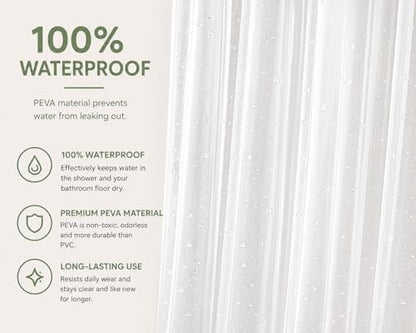 Clear Shower Curtain, 72x72 | Odorless Plastic with Magnets, Washable Long Bathroom Curtain, Premium PEVA Waterproof, Rust-Proof