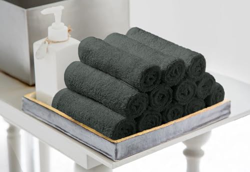 Avalon Towels Gray Washcloths Bulk Pack of 36 (12x12 inches) - 100% Cotton Washcloths & Face Towels - Highly Absorbent & Soft Wash Cloths for Showering, Wash Rags for Body & Face Cloths - color: Grey