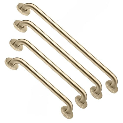 Shower Grab Bars 4 Pack – Complete Bathroom Safety Starter Bundle for Seniors – 16", 18", 24", 32" Lengths, 1.25" Diameter, 500 lb Rated – All-in-One Grab Bar Shower Safety Solution – Brushed Brass - color: Brushed Brass