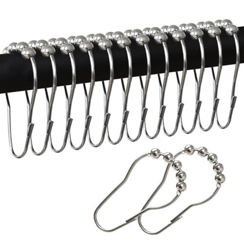 Stainless Steel Shower Curtain Hooks Rustproof Decorative Shower Curtain Rings for Shower Rods 12 Pack