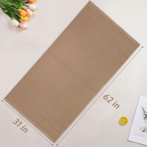 Jacquotha Waffle Bath Towels 2-Piece (Tan) - Cotton, Soft, Lightweight | 31” x 62” Large Bath Towel for Bathroom, Shower, Spa, Beach - color: Tan