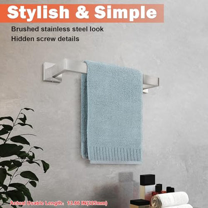 Towel Bar for Bathroom, 16 Inch Stainless Steel Bath Towel Rack Wall Mounted Towel Holder Hardware Accessory (Brushed Nickel)