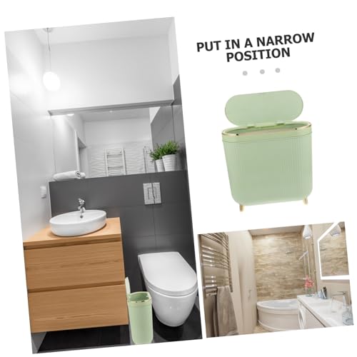 Alipis Sleek Slim Trash Can with Lid for Bathroom Bedroom and Kitchen Stylish Narrow Waste Basket for Spaces Odor-Blocking Design Easy to Clean for Home Decor