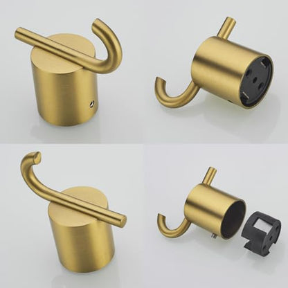 Champagne Bronze Wall Towel Hooks,Holder Waterproof Towel Hooks for Hanging Coat, Clothes, Wall Mount for Kitchen,SW-96068-8CB-2. - color: Double Hook-Champagne Bronze