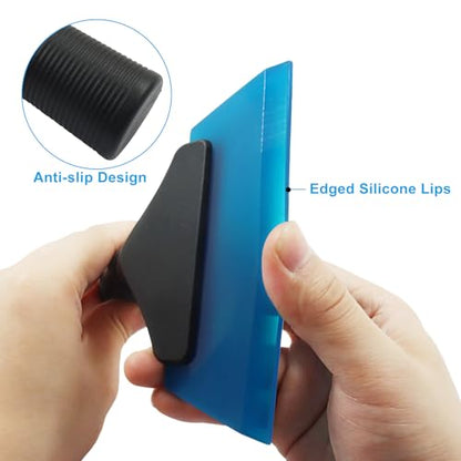 5 Inch Silicone Squeegee, Blue | Non Slip Handle, Streak-Free Cleaning, For Car, Glass, Mirror, Shower, Door, Bathroom - color: Blue