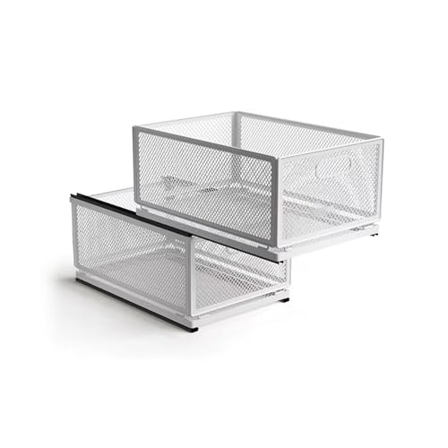 Pull Out Cabinet Organizer, Slide Out Drawers Fixed with Adhesive Nano Film, Pantry Shelves Sliding Drawer Storage Organization for Kitchen (Double Layer 15.7 * 9.4 * 16.6inch/40 * 24 * 42.4cm) - size: 15.7*9.4*16.6inch/40*24*42.4cm