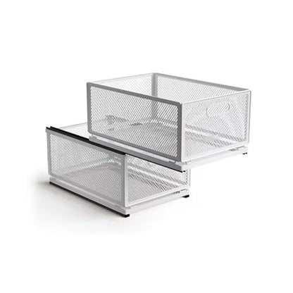 Pull Out Cabinet Organizer, Slide Out Drawers Fixed with Adhesive Nano Film, Pantry Shelves Sliding Drawer Storage Organization for Kitchen (Double Layer 15.7 * 9.4 * 16.6inch/40 * 24 * 42.4cm) - size: 15.7*9.4*16.6inch/40*24*42.4cm