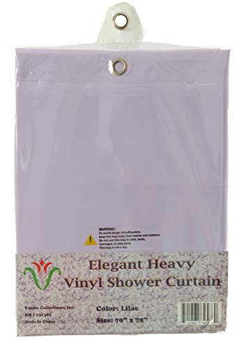 Venice Elegant Home Heavy Duty Vinyl Shower Curtain Liner with 12 Metal Grommets Lilac - color: Lilac