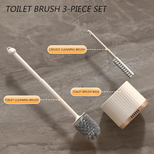 2 in 1 Toilet Bowl Brush Plunger Set,Toilet Brush and Holder Set Toilet Bowl Brush with Tweezers Long Handle,Ventilation Slots Base,Toilet Cleaner Brush for Bathroom Deep Cleaning - color: White