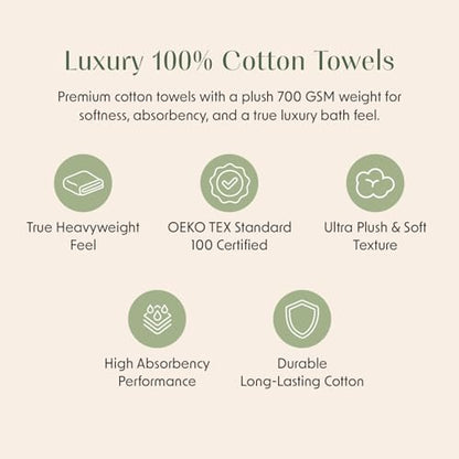 Luxury 100% Cotton Bath Towels Set | 6-Piece Set | Grey | 700 GSM | Premium Bath Towels | Ultra Soft Thick Plush & Highly Absorbent | Luxury Hotel & Spa Bathroom Towels - color: High Rise Grey, size: 6 Piece Set