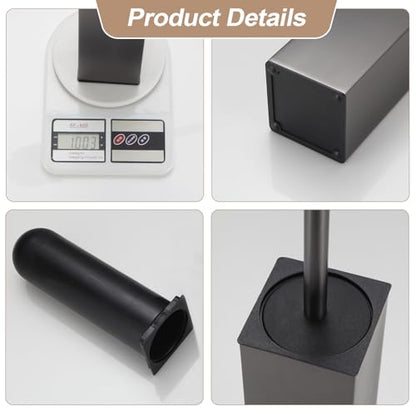 BGL Standing Toilet Brush and Holder GunGrey Aluminium Toilet Bowl Cleaner Brush and Holder for Bathroom Storage and Organization, Square Design Sturdy and Space Saving - color: Gungrey