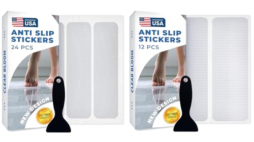 Rectangle and XXL Rectangle – Anti-Slip Shower Stickers, 36 PCS Clear Adhesive Safety Strips