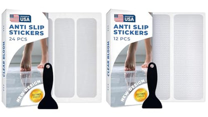 Rectangle and XXL Rectangle – Anti-Slip Shower Stickers, 36 PCS Clear Adhesive Safety Strips