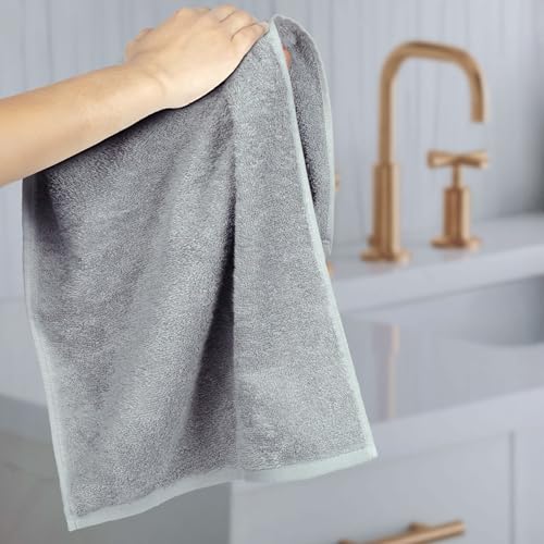 Amazon Basics Soft and Thick Cotton Hand Towels for Gym, 16 x 26 in, Gray, 12-Pack - color: Gray, size: 12 Pack