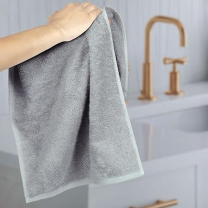 Amazon Basics Soft and Thick Cotton Hand Towels for Gym, 16 x 26 in, Gray, 12-Pack - color: Gray, size: 12 Pack