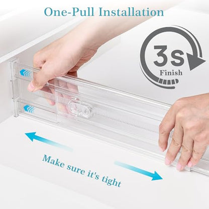 Vtopmart 4" Regular Upgrade Drawer Dividers for Clothes, 12.8"-22.3" 8 Pack | Expandable Dresser Drawer Organizer, Clear Separator, Baby Clothing, Underwear, Cosmetics, Toiletries Storage, Space Saving - size: Regular-4" without Inserts