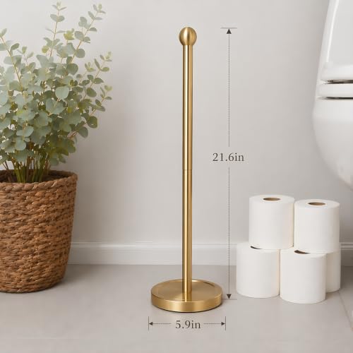 Songtec Gold Toilet Paper Holder Stand with Reserve, Floor Standing Tisse Roll Holder for 4 Rolls, Compact Design Bathroom Toilet Paper Storage - Gold - color: Gold