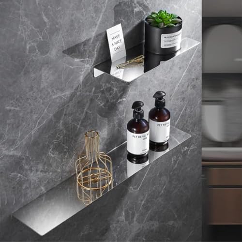 15.74 Inch Stainless Steel Floating Shelf Organiser Wall Mounted Bathroom Shelf Shower Caddy Brush Finish Simple Style Kitchen Shelf Sliver Chrome Finish - color: Sliver Chrome, size: 15.74 Inch