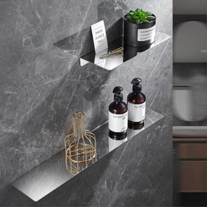15.74 Inch Stainless Steel Floating Shelf Organiser Wall Mounted Bathroom Shelf Shower Caddy Brush Finish Simple Style Kitchen Shelf Sliver Chrome Finish - color: Sliver Chrome, size: 15.74 Inch