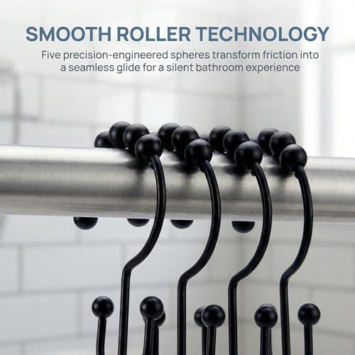 Shower Curtain Hooks Rings, Rust Resistant Metal Hangers Double Glide Shower Hooks Rings for Bathroom Shower Rods Curtains, 12 PCS, Black - color: Black, size: 12 PCS