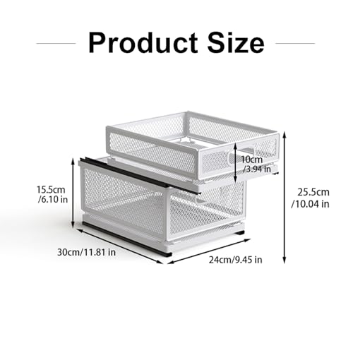 Pull Out Cabinet Organizer, Slide Out Drawers Fixed with Adhesive Nano Film, Pantry Shelves Sliding Drawer Storage Organization for Kitchen (Double Layer 11.8 * 9.4 * 10inch/30 * 24 * 25.5cm) - size: 11.8*9.4*10inch/30*24*25.5cm