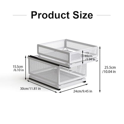 Pull Out Cabinet Organizer, Slide Out Drawers Fixed with Adhesive Nano Film, Pantry Shelves Sliding Drawer Storage Organization for Kitchen (Double Layer 11.8 * 9.4 * 10inch/30 * 24 * 25.5cm) - size: 11.8*9.4*10inch/30*24*25.5cm