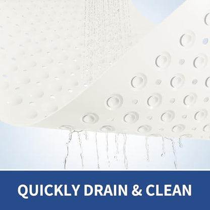 OTHWAY Extra Large Shower Mat 47"x 32", TPE Non Slip Shower Mat for Shower Stall, Inside Walk in Shower Mats with Drain Holes Suction Cups, Anti-Slip for Elderly (White) - color: White