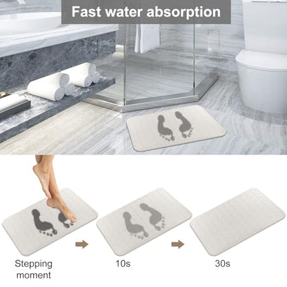 JUERLEN 2 Pack Diatomaceous Earth Shower Mat, Stone Bath Mat, Nonslip Super Absorbent Fast-Drying Hard Bath Mat for Bathroom Shower Floor, 24 x 16 inch, Grey and White Arrow Design - color: Pallid