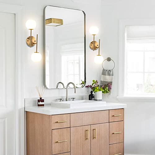 BYOLIIMA Gold Globe Wall Sconce, 7.5" W x 20" H, G9 Base, Compatible with LED or Halogen Bulbs, Perfect for Bathroom, Kitchen, Living Room, Home Office, Lobby, Bedroom - color: Gold