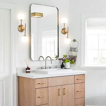 BYOLIIMA Gold Globe Wall Sconce, 7.5" W x 20" H, G9 Base, Compatible with LED or Halogen Bulbs, Perfect for Bathroom, Kitchen, Living Room, Home Office, Lobby, Bedroom - color: Gold