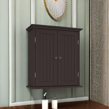 ChooChoo Bathroom Wall Cabinet with 2 Doors, Over The Toilet | 8.8"D x 21.1"W x 24"H, Medicine Cabinet, Adjustable Shelves, Cupboard, Espresso - color: Espresso, size: 8.8"D x 21.1"W x 24"H