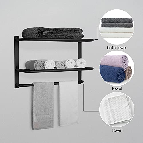 3-Tier Bathroom Towel Rack, SUS 304 Wall Mount, Matte Black - color: Matte Black, size: 23 Inch 3 Tier