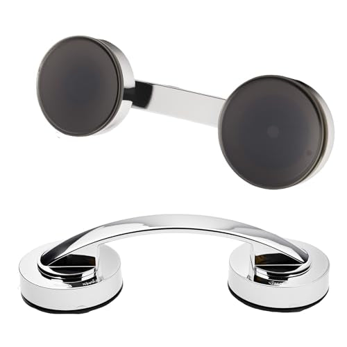 Suction Cup Handle for Glass Shower Door, Window, Suction Grab Bars, Sliding Doors Handle for Bathroom Cabinets Wardrobes, Silver