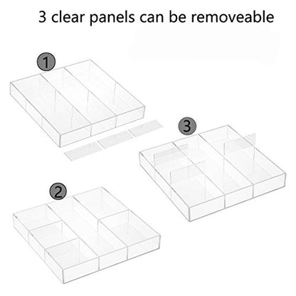 Acrylic Drawer Organizer, 6 Section Clear Makeup Tray Organizer for Drawer Office Bedroom(11.8x11.8 inch) - size: 12'' x 12''