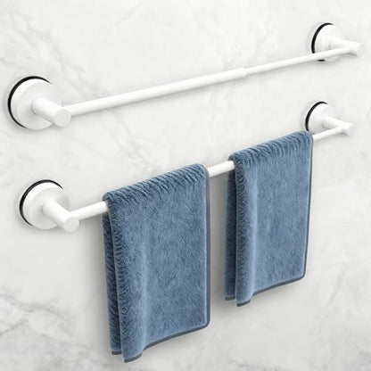 14.6inch~24inch Towel Racks for Bathroom,Adjustable Suction Cup Towel Bar for Bathroom Wall,Stainless Steel Bath Towel Holder for Shower,2 Pack(Bright White) - color: White-2 Pcs
