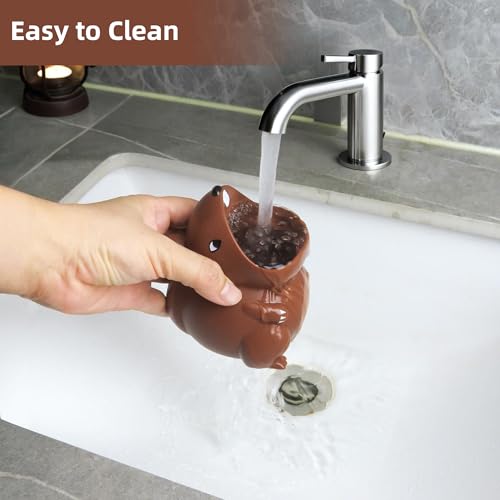 Kids Toothbrush Holder Toothbrush Organizer – Durable Silicone Animal Tooth Brush Holder – Easy to Clean Toothbrush and Toothpaste Holder – Toothbrush Holders for Bathrooms by Lily’s Home - Squirrel - color: Squirrel