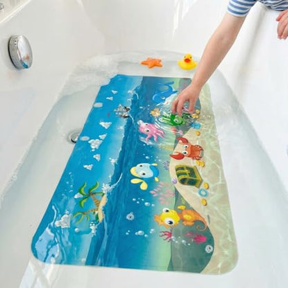 Cute Cartoon Non-Slip Bath Mat for Tub - Anti-Slip Kids Bathtub Mat, Slip-Resistant Shower Mat for Bathroom Safety, 35 X 15.3 Inch, Easy to Clean (Ships) - color: Ships