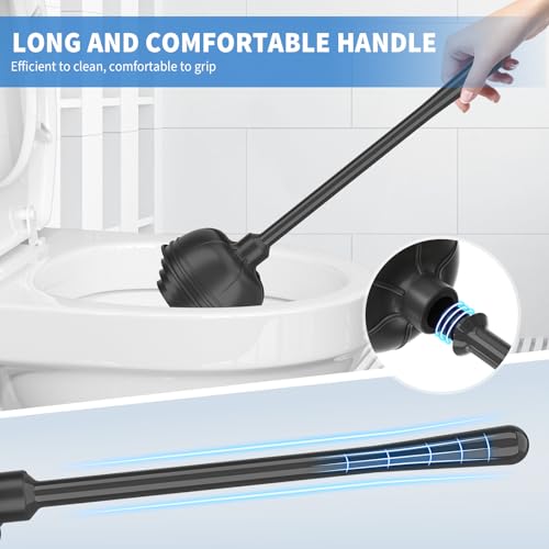 Toilet Plunger and Brush, Bowl Brush and Heavy Duty Toilet Plunger Set with Holder, 2-in-1 Bathroom Cleaning Combo with Modern Caddy Stand for for 5.7-inch Toilet Drain Bathroom Cleaning - color: Black