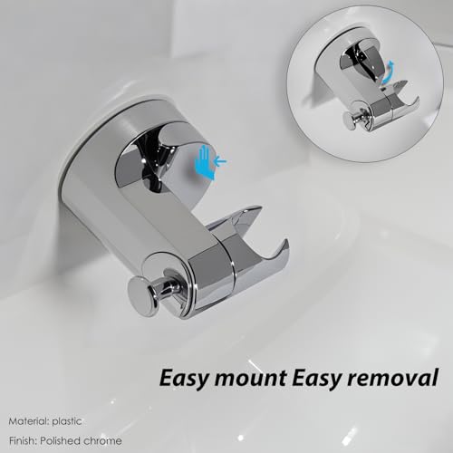 Handheld Shower Head Holder - Enhanced Suction Cup - Large Angle Adjustability - Bathroom Wall Mount Shower Wand Holder (Polished Chrome) - color: Polished Chrome
