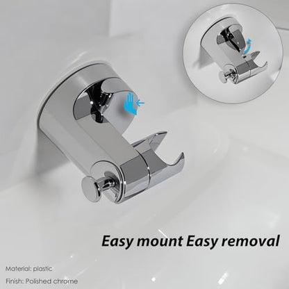 Handheld Shower Head Holder - Enhanced Suction Cup - Large Angle Adjustability - Bathroom Wall Mount Shower Wand Holder (Polished Chrome) - color: Polished Chrome