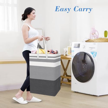 BlissTotes 3-Pack Laundry Basket, Collapsible Laundry Hamper, Grey, 75L | Laundry Clothes Hamper, Hampers for Bedroom, Freestanding Hamper with Handles, Clothes Laundry Basket - color: Grey, size: 75L