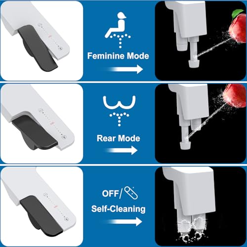 Bidet Attachment for Toilet, Non-Electric Dual Nozzle Bidet Sprayer with Adjustable Water Pressure, Cold Water Toilet Seat Attachment for Feminine and Personal Hygiene - color: Black