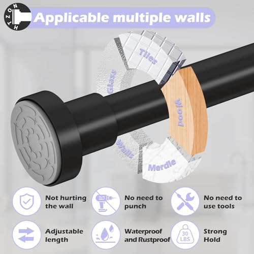 Shower Curtain Rod Spring Tension:Black Shower Rods for Bathroom 33 to 72 Inch,1 Inch Modern Heavy Duty Adjustable Tension Shower Curtain Rod No Drilling No-Slip Easy Install,Matte Black - color: Black, size: 【33''-72''】1 Pack