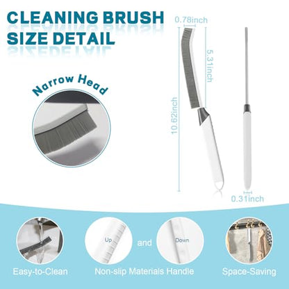 Thin Cleaning Brush Set - Gap Cleaning Tools, Multi-Purpose Hard Bristle Grout Scrub Brushes & Grout Cleaner Brush for Deep Scrubbing in Kitchen, Bathroom, Toilet, Sink Gap 3Pcs - color: White 3pcs