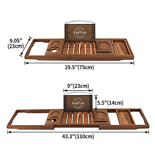 VaeFae Bamboo Shower Stool and Teak Bathtub Tray Bundle