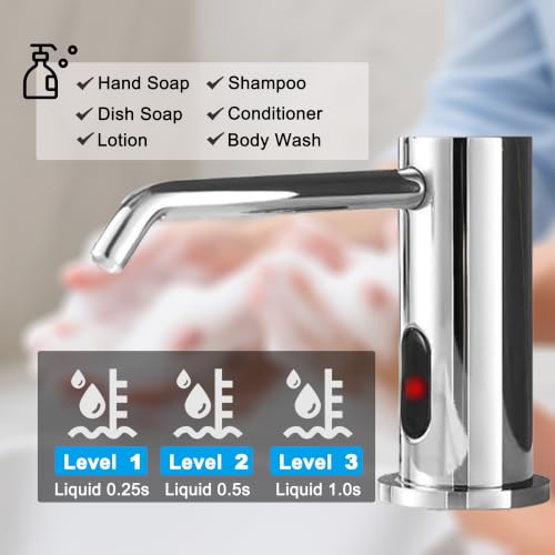 Touchless Automatic Soap Dispenser Sensor Built-in Sink Soap Dispenser | Electric Soap Pump Suitable For Home And Commercial Use Large Capacity 33.81oz Liquid Dispensing Accessory, Chrome - color: Liquid-chrome