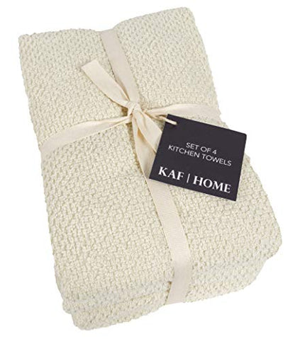 KAF Home Deluxe Popcorn Terry Kitchen Towels, Cotton Kitchen Dish Towels, Set of 4, Alabaster - color: Alabaster